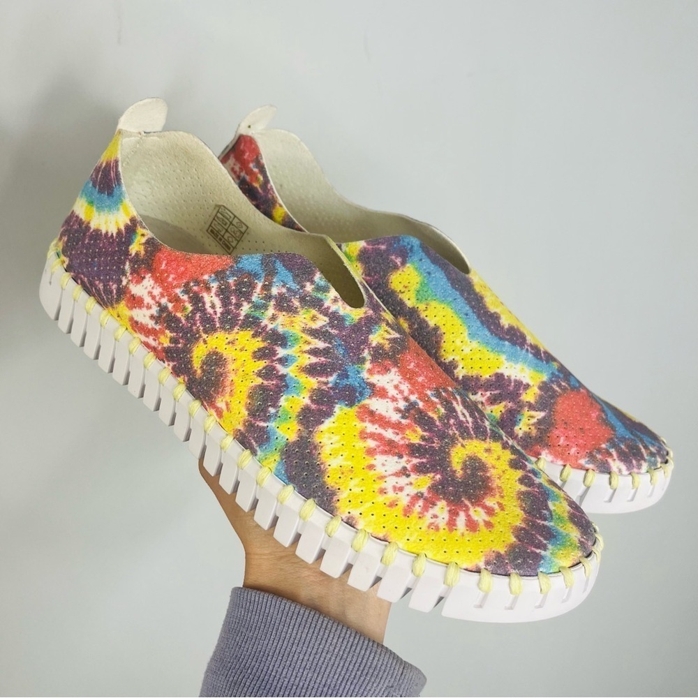 Ilse Jacobsen Size 40 (US 10) Tie Dye Perforated Slip On Sneaker